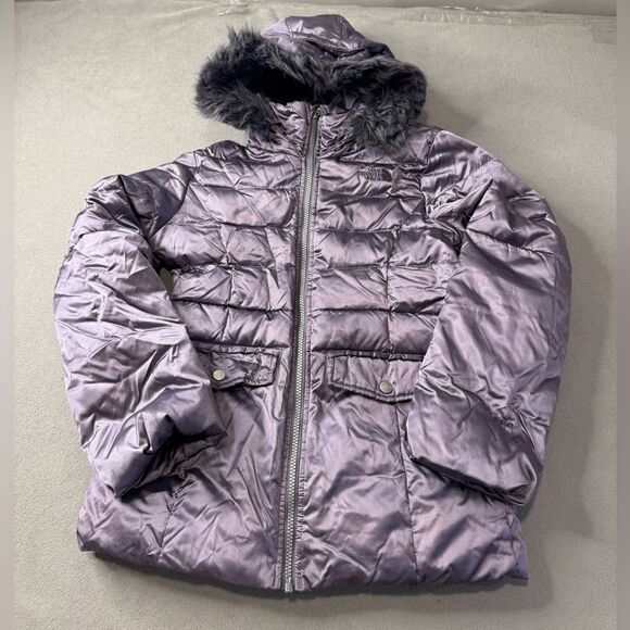 The North Face 550 Gotham 2.0 Down Puffer Jacket Girls Medium Purple Hoodie L - Picture 1 of 16